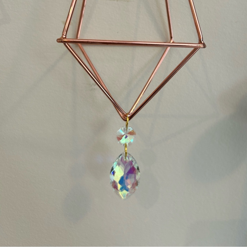 Geometric Rose Gold Hanging Ornament with Crystal